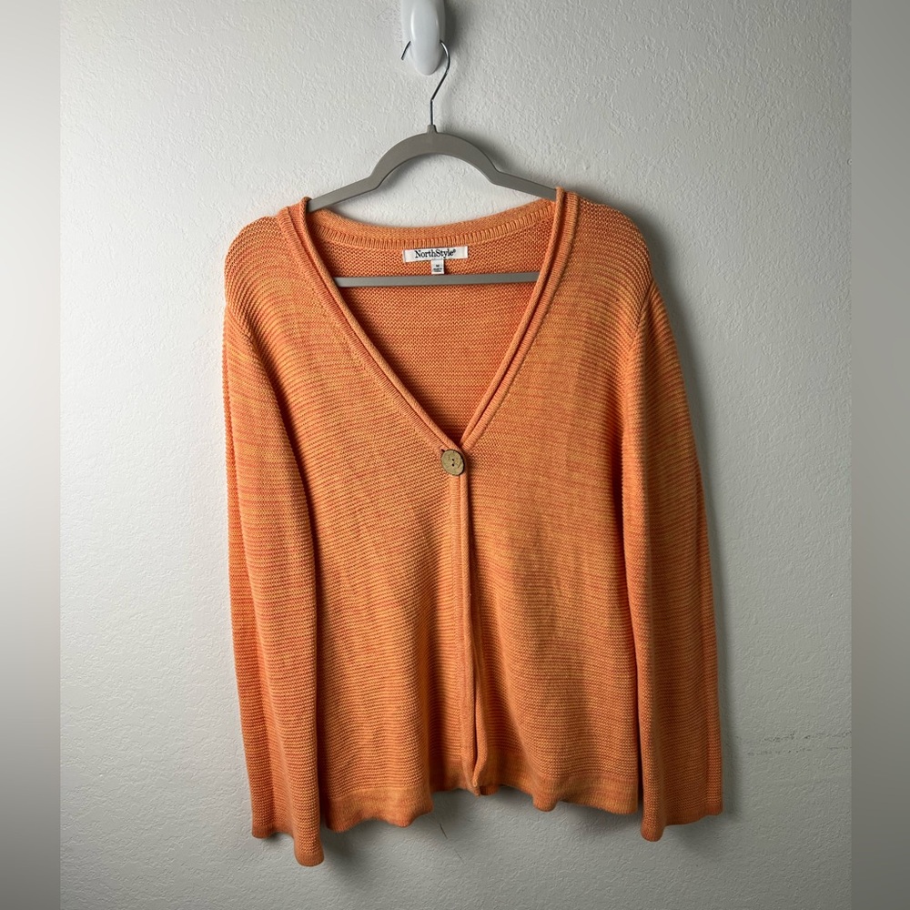 NorthStyle Orange One Button Cotton Cardigan Fall Winter Travel Office